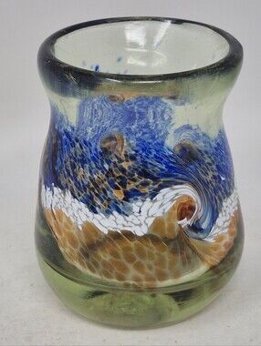 Kitras Style Small Multi Colored Hand Blown Art Glass Vass